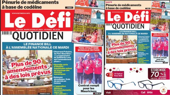 Voici la une du Défi Quotidien de ce Mardi 18 juillet 2023