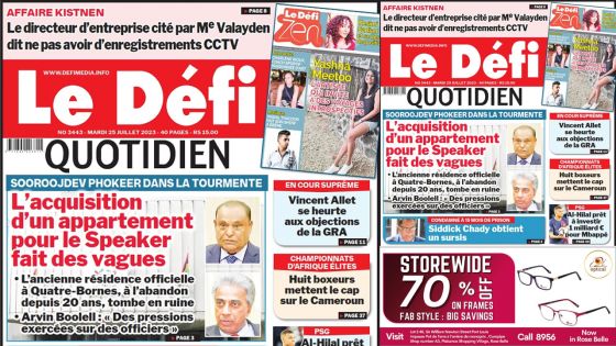 Voici la une du Défi Quotidien de ce Mardi 25 juillet 2023