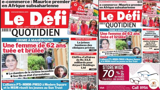  Voici la une du Défi Quotidien de ce Lundi 07 Août 2023