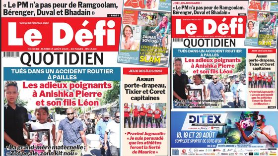 Voici la une du Défi Quotidien de ce Mardi 15 Août 2023