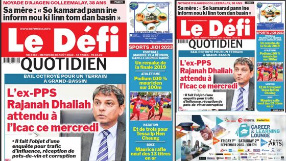 Voici la une du Défi Quotidien de ce Mercredi 30 Août 2023