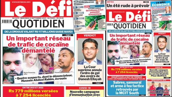 Voici la une du Défi Quotidien de ce Mercredi 13 Septembre 2023