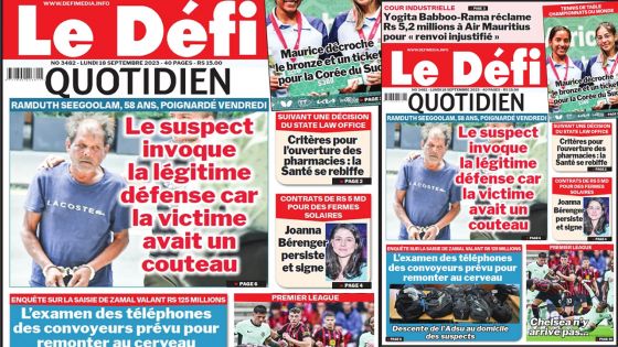 Voici la une du Défi Quotidien de ce Lundi 18 Septembre 2023