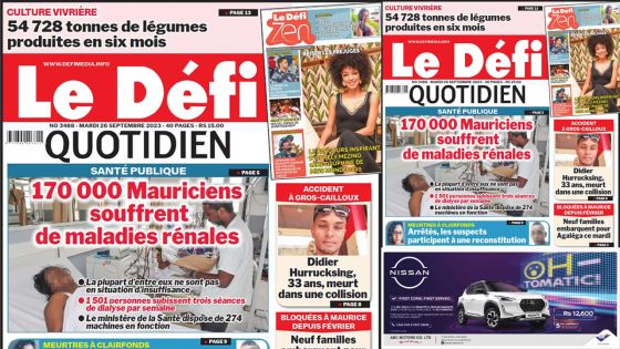 Voici la une du Défi Quotidien de ce Mardi 26 Septembre 2023