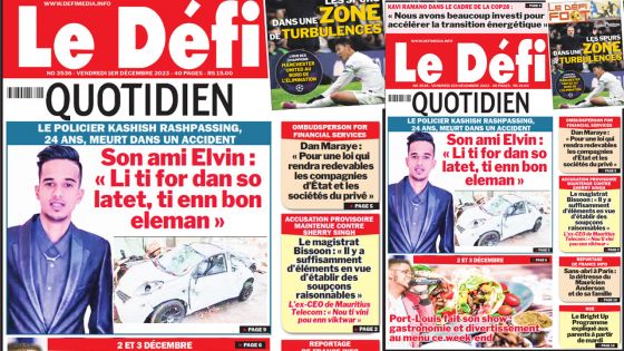 Voici la une du Défi Quotidien de ce Vendredi 01 Décembre 2023