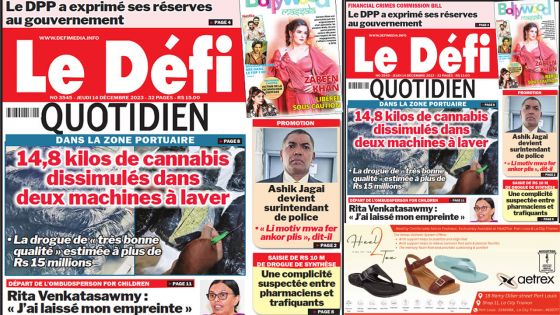Voici la une du Défi Quotidien de ce Jeudi 14 Décembre 2023