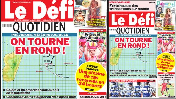 Voici la une du Défi Quotidien de ce Jeudi 25 Janvier 2024