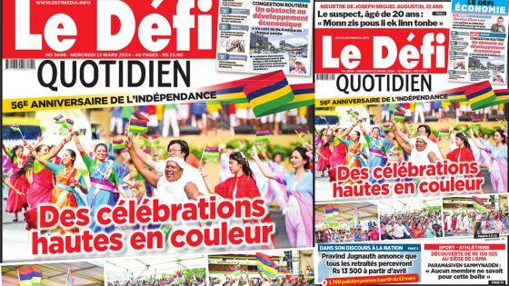 Voici la une du Défi Quotidien de ce Mercredi 13 Mars 2024