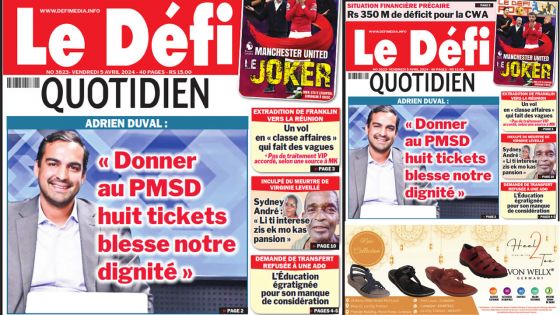 Voici la une du Défi Quotidien de ce Vendredi 05 Avril 2024