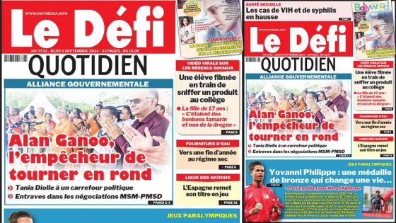 Voici la une du Défi Quotidien de ce Jeudi 05 Septembre 2024