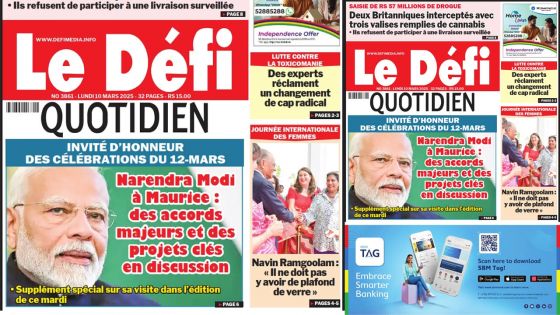 Voici la une du Défi Quotidien de ce Lundi 10 Mars 2025