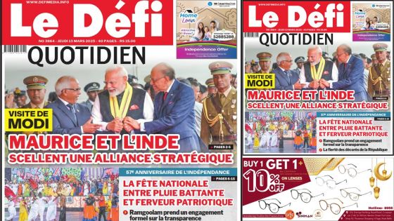 Voici la une du Défi Quotidien de ce Jeudi 13 Mars 2025