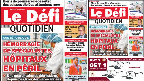 Voici la une du Défi Quotidien de ce Jeudi 24 Avril 2025