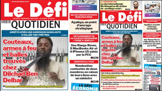 Voici la une du Défi Quotidien de ce Mercredi 07 Mai 2025