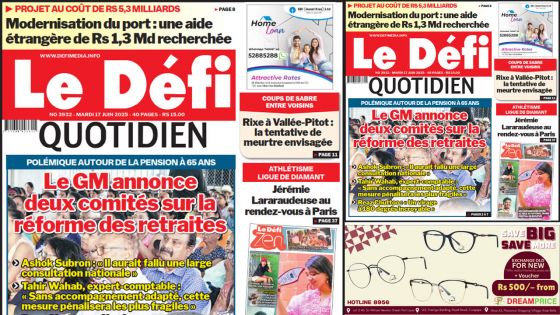 Voici la une du Défi Quotidien de ce Mardi 17 Juin 2025