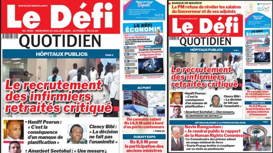 Voici la une du Défi Quotidien de ce Mercredi 23 Juillet 2025