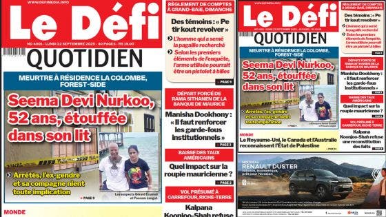 Voici la une du Défi Quotidien de ce Lundi 22 Septembre 2025