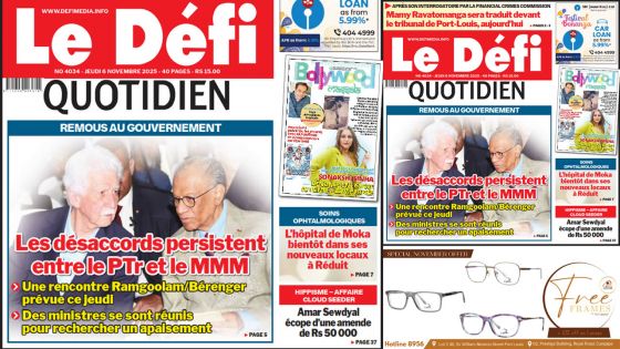 Voici la une du Défi Quotidien de ce Jeudi 06 Novembre 2025