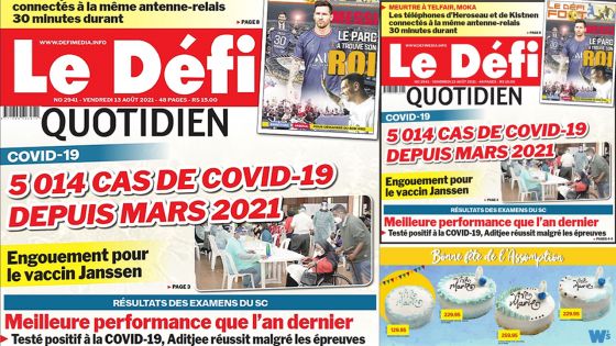 Voici la Une du Défi Quotidien de ce mercredi 13 Août 2021