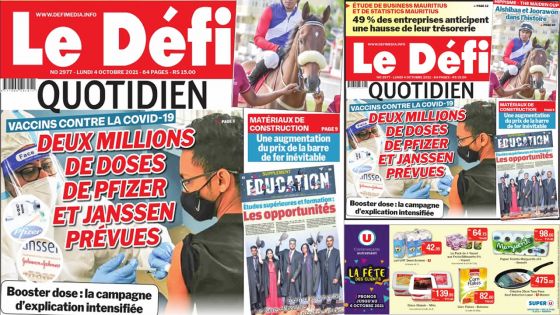 Voici la Une du Défi Quotidien de ce lundi 04 Octobre 2021