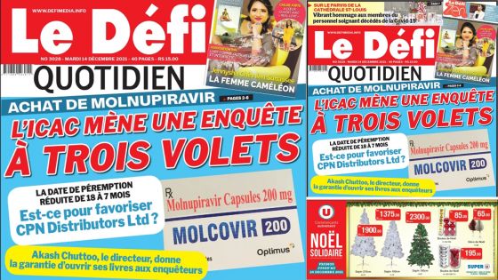 Voici la une du Défi Quotidien de ce mardi 14 Décembre 2021