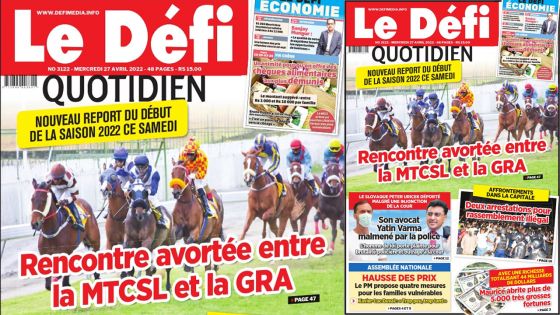 Voici la une du Défi Quotidien de ce mercredi 27 avril 2022