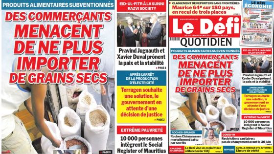 Voici la une du Défi Quotidien de ce mercredi 04 Mai 2022