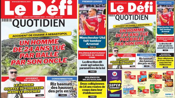 Voici la une du Défi Quotidien de ce lundi 05 Septembre 2022