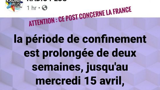 Confinement : un post sur Facebook qui prête à confusion et qui concerne la France