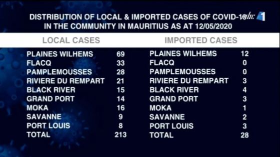 Covid-19 : la répartition des cas par district à Maurice
