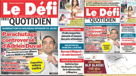 Voici la une du Défi Quotidien de ce Jeudi 18 Juillet 2024