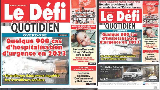 Voici la une du Défi Quotidien de ce Lundi 16 Septembre 2024