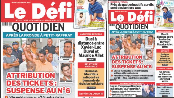 Voici la une du Défi Quotidien de ce Jeudi 10 Octobre 2024