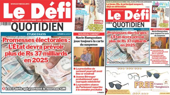 Voici la une du Défi Quotidien de ce Jeudi 21 Novembre 2024