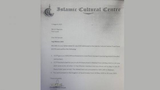 Hadj Mission 2025 : Al-Khizr Ramdin et les frais de son hébergement