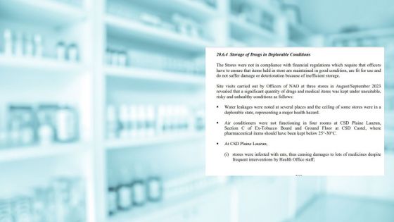 Rapport de l’Audit 2022-2023 – Santé : l’entrepôt de médicaments de Plaine-Lauzun infesté de rats