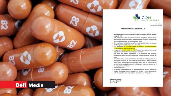 Molnupiravir : CPN affirme l’avoir acheté à Rs 72 l’unité pour le revendre à Rs 79,92 