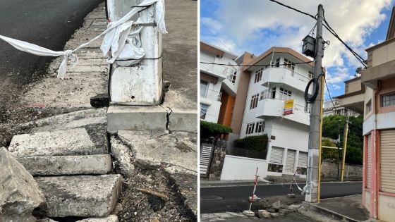 En face du bâtiment de Radio Plus : un poteau menace de s’effondrer