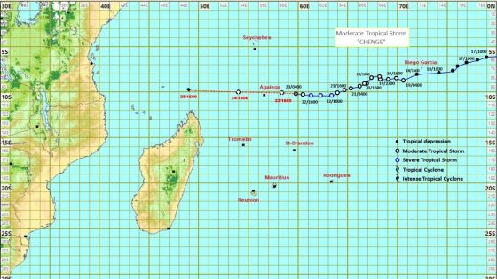 Agalega : la forte tempête tropicale Chenge s’est affaiblie, mais demeure une menace