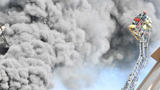 [En images] Incendie dans l’entrepôt de Polytol Paints à Riche-Terre : les soldats du feu ont fort à faire
