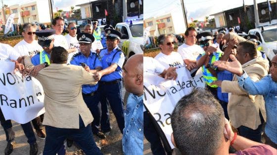 [En images] Manifestation à Malherbes, Curepipe : vive altercation avant l’arrivée de Steven Obeegadoo