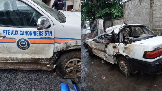 De Balaclava à Triolet : violent accident lors d'une course poursuite entre un véhicule de police et une voiture suspecte
