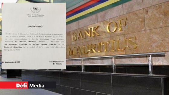 Le Dr Priscilla Muthoora Thakoor nommée gouverneure de la Banque de Maurice