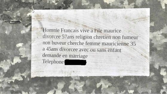 Insolite: une annonce matrimoniale placardée en public