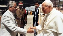 En 1989, le pape Jean Paul II à Maurice