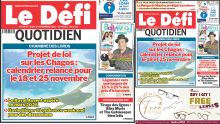 Voici la une du Défi Quotidien de ce Jeudi 13 Novembre 2025