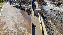 Travaux du Metro Express à Floréal : la rue Sivananda sous les eaux usées après la rupture d'un conduit 