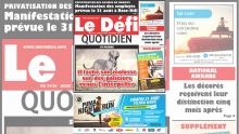 Voici la Une du Defi Quotidien de ce jeudi 22 août 2019