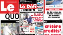 Voici la Une du Defi Quotidien de ce mercredi 23 janvier 2019