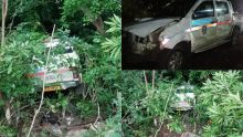 Accident à Anse Jonchée : un véhicule de la police atterrit sur un terrain boisé 